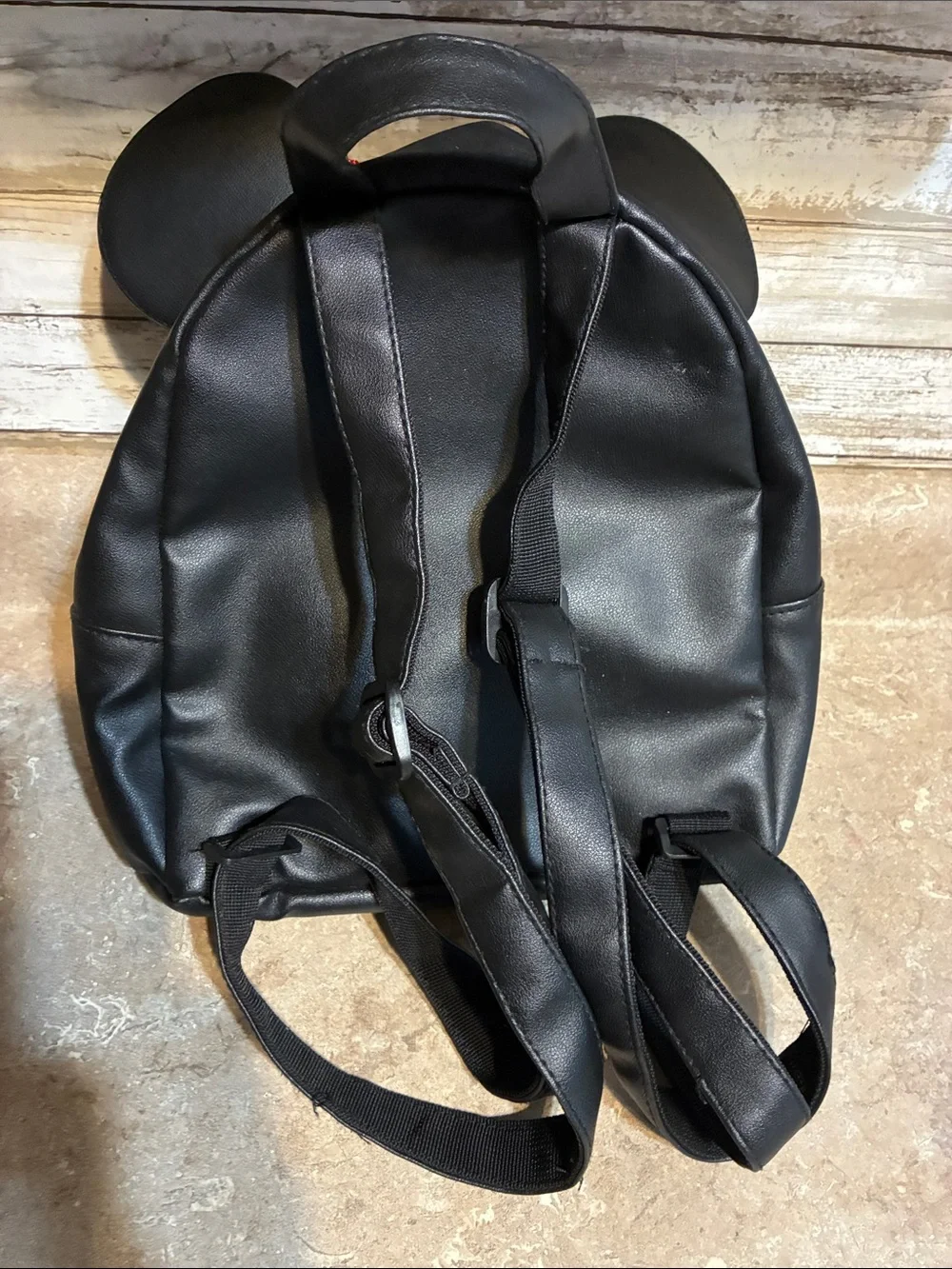 Disney Black Quilted Kids Backpack with Red Sequin Bow